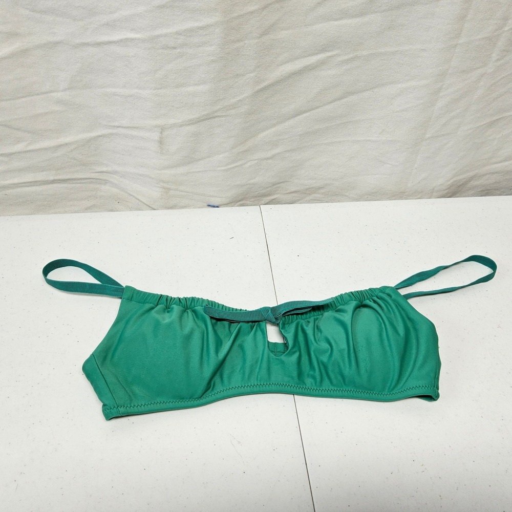 Aerie Bikini Top Women Small Green Keyhole Bow Ribbed Strap Swim Bralette